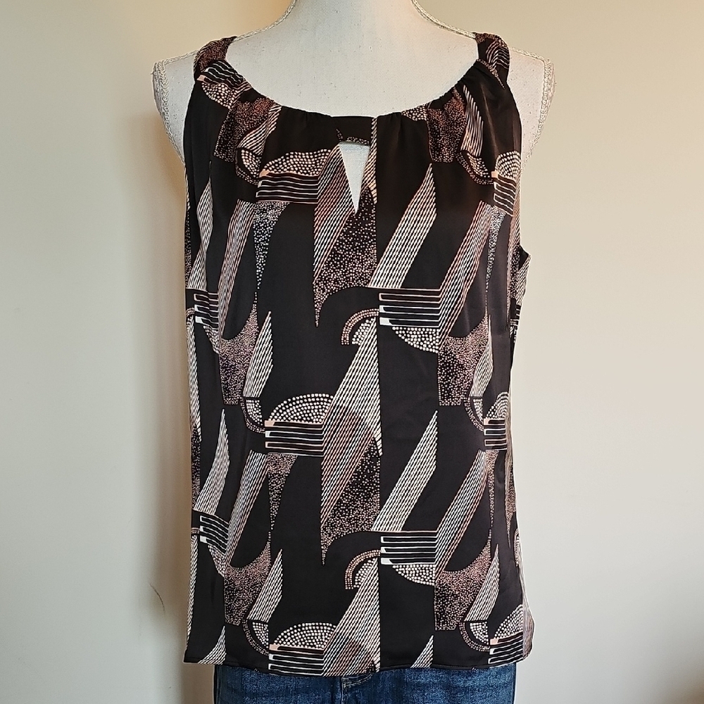White House Black Market Black and Pink Blouse